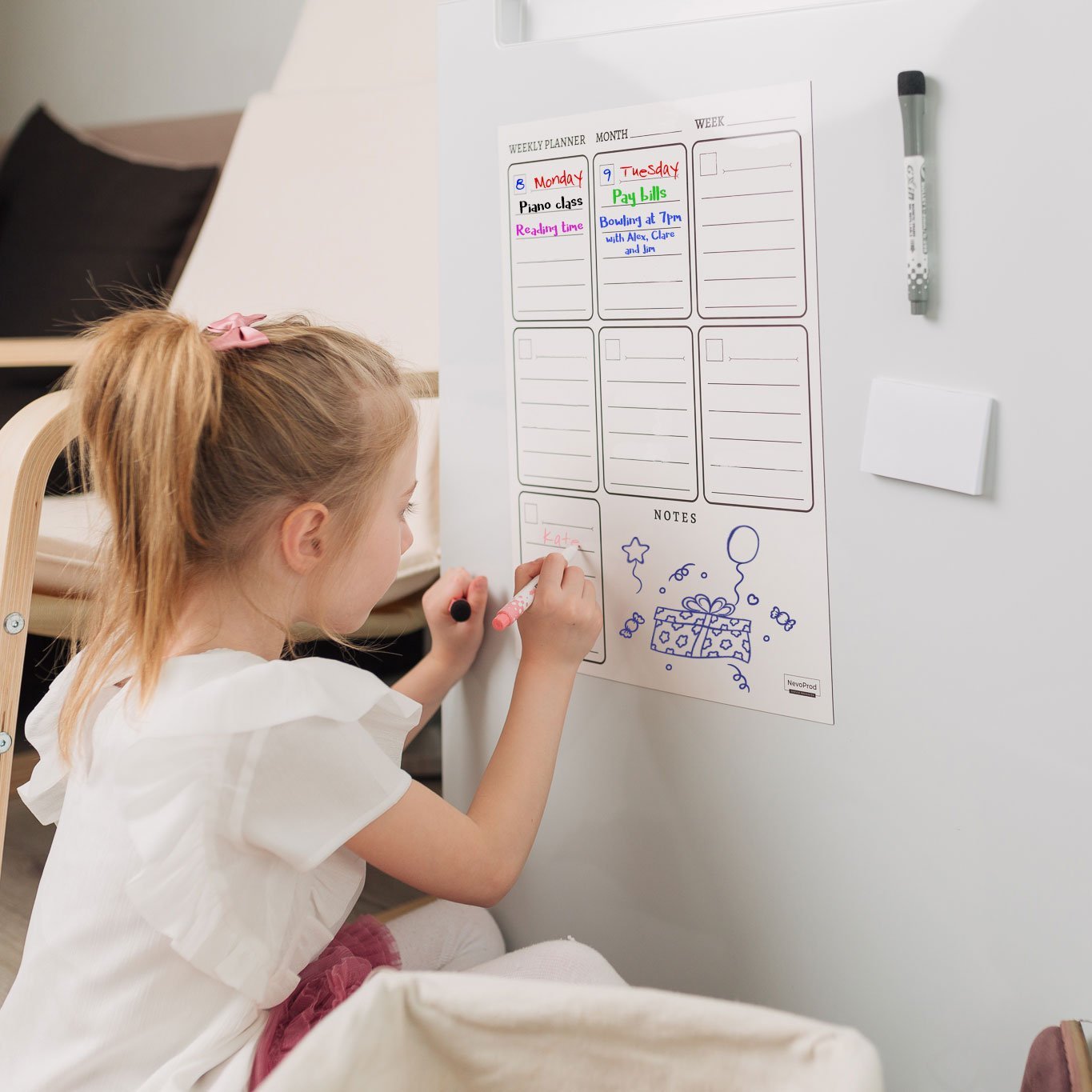 Buy NevoProd Premium Weekly Dry Erase Board with 3 Markers Cheap H&J Liquidators and