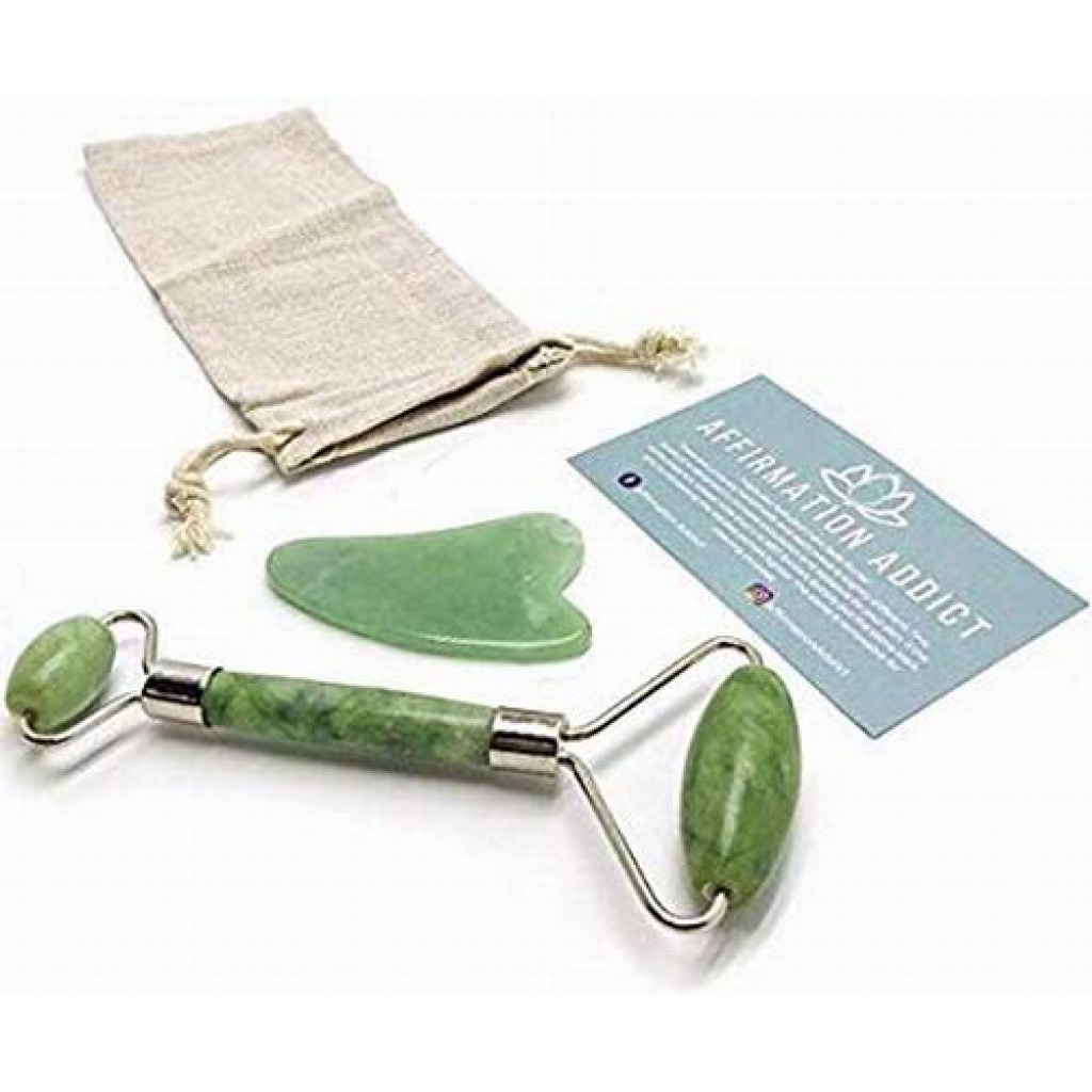 Buy AFFIRMATION ADDICT - 100% Real Jade Roller With Added Jade GuaSha