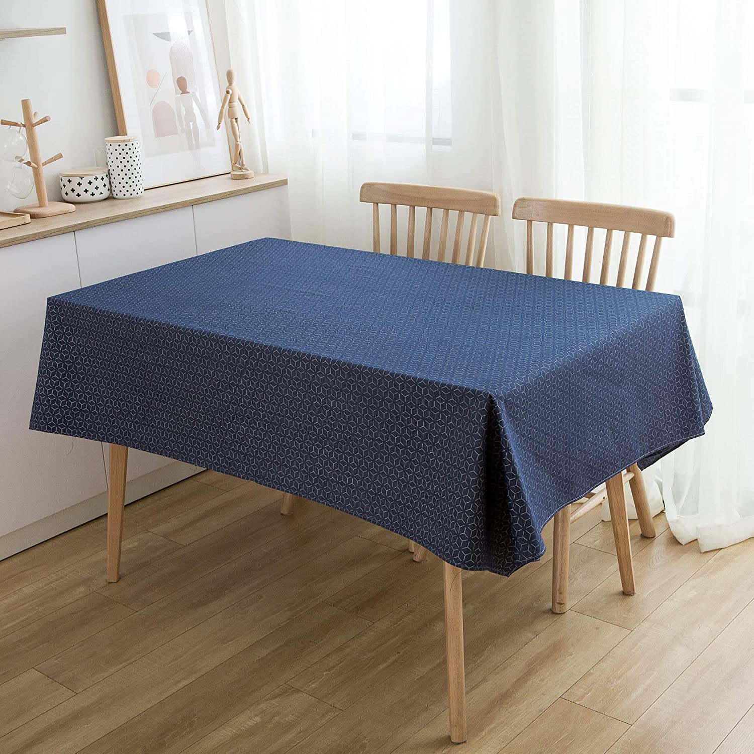 Buy NorthShore Linen Cotton Blue Table Cloth (52″ x 70″) Cheap H&J