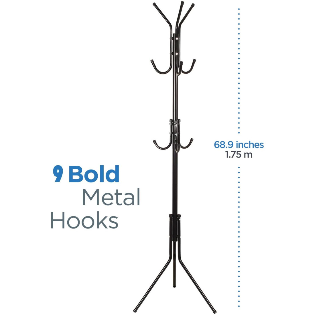 Buy Basics Hardware Metal Coat Rack 9 Hook Coat Hanger (Coat Rack