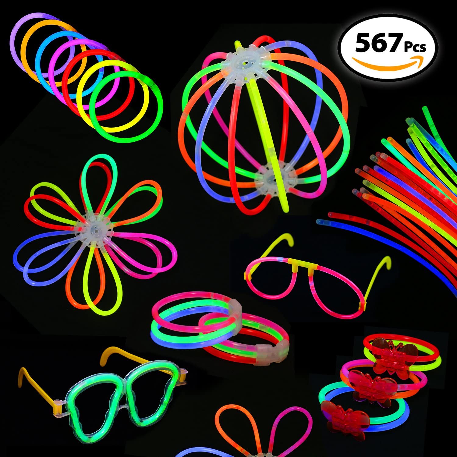 Buy DG Sports Bulk Pack of 567 Piece Glow Stick Set with Connectors