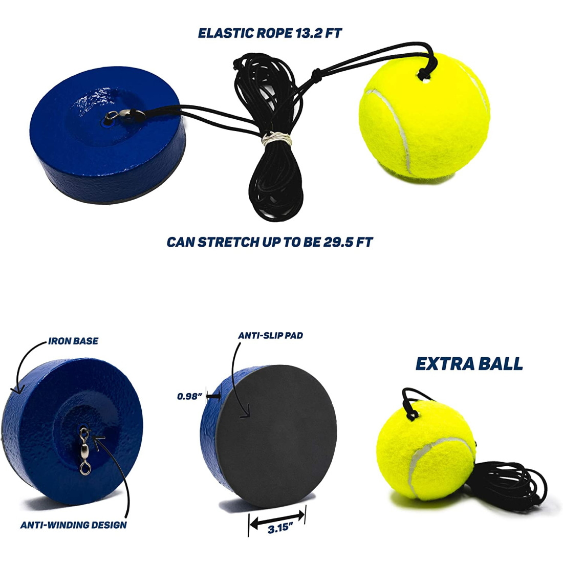 Buy SAPNU Tennis Trainer Rebound Ball Solo Tennis Trainer with Elastic Cord and NonSlip