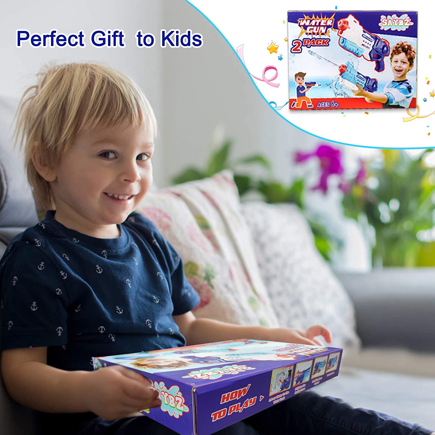 Water Guns 2 Pack Super Water Long Range Soaker Blaster Guns 900 CC