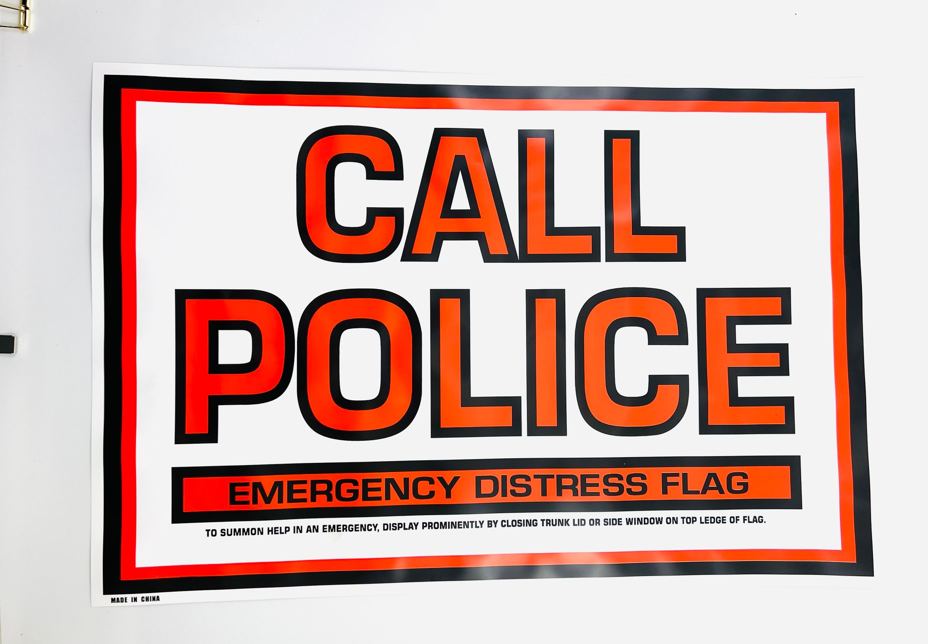 18″ x 12′ Emergency Distress Sign Call Police Item 102130 H&J